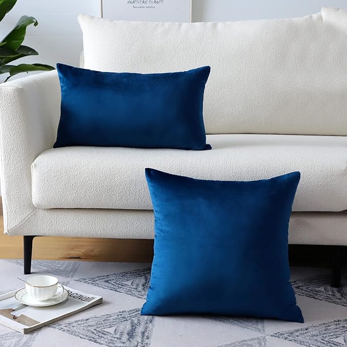 Artscope Luxury Velvet Pillow Covers Super Soft Decorative Square Throw Pillow Covers Case Cushion Covers for Sofa Couch Bedroom Car Decor 12x20 Inch Navy Blue
