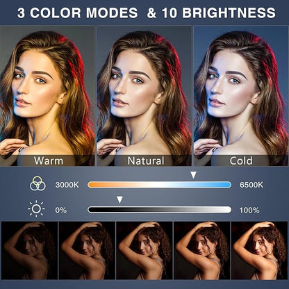 Desk Ring Light with Stand - 10.5'' Desktop Ring Light with Phone Holder for Video Recording, Circle Light for Computer Zoom Meeting Video Conference Lighting Video Calls Podcast Streaming