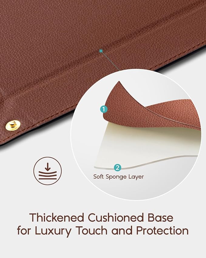 Vlando Valet Tray for Men Women, Nightstand Organizer Vanity Catchall Holder for Dresser Desk Storage Bedside, Travel PU Leather Jewelry Key Bowl Coin Watches and Candy Entryway Tray - Large, Brown
