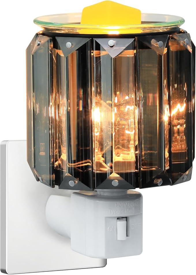 Pluggable Fragrance Warmer-Crystal Electric Wax Melt Burner -Candle Melt Warmer -Wall Plug in Wax Burner Warming Scented Candle Wax Melts and Tarts or Fragrance Oils