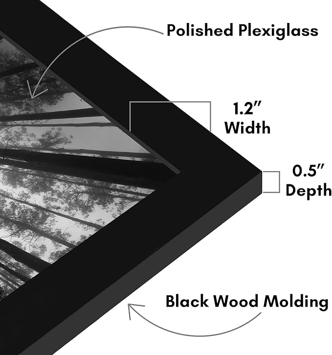 Americanflat 21x28 Poster Frame with Polished Plexiglass - Black Picture Frame - Wide Photo Frames Made of Engineered Wood for Vertical or Horizontal Wall Display - Epic Collection - Black