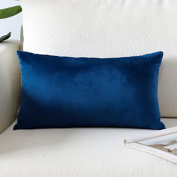 Artscope Luxury Velvet Pillow Covers Super Soft Decorative Rectangle Throw Pillow Covers Case Cushion Covers for Sofa Couch Bedroom Car Decor 16x24 Inch Navy Blue