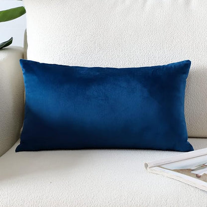 Artscope Luxury Velvet Pillow Covers Super Soft Decorative Rectangle Throw Pillow Covers Case Cushion Covers for Sofa Couch Bedroom Car Decor 16x24 Inch Navy Blue