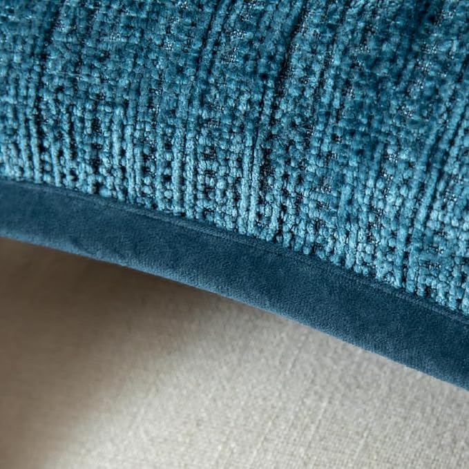 Yaertun Pack of 2 Chenille Textured Decorative Throw Pillow Covers Accent Solid Cushion Cover Soft Cozy Pillow Case with Velvet Back for Couch Sofa Bed Living Room 16x16 Inch Blue