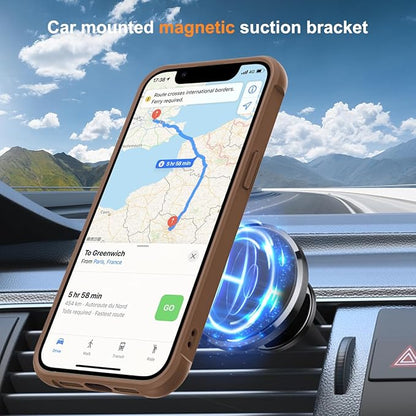 Compatible with iPhone 12 Pro Max Case & iPhone 13 Pro Max Case with Invisible Magnetic O-Ring Stand Translucent Phone Cases 6.7" [Compatible with Mag-Safe][Great Grip Feeling], Brown