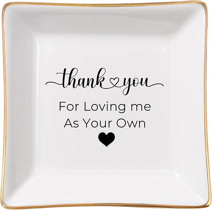 Bonus Mom Gifts for Step Mom Ring Dish Jewelry Tray for Mother in Law Birthday Mothers Day Valentine's Christmas Stepmom Gift, Thank You for Loving Me As Your Own Mother in Law Wedding Gifts