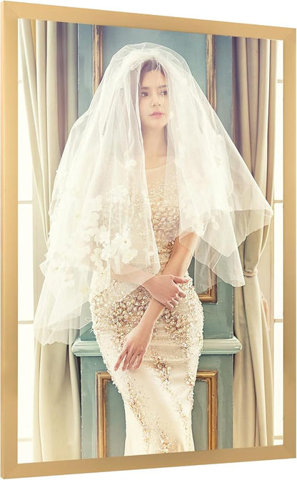 30x40 Frame Gold, Modern 40x30 Picture Poster Frame, Horizontal Vertical Hanging, Ornate 30 by 40 Gallery Family Concert Portrait Photo Frame Anniversary/Birthday/Wedding/Thank you/Christmas Gift
