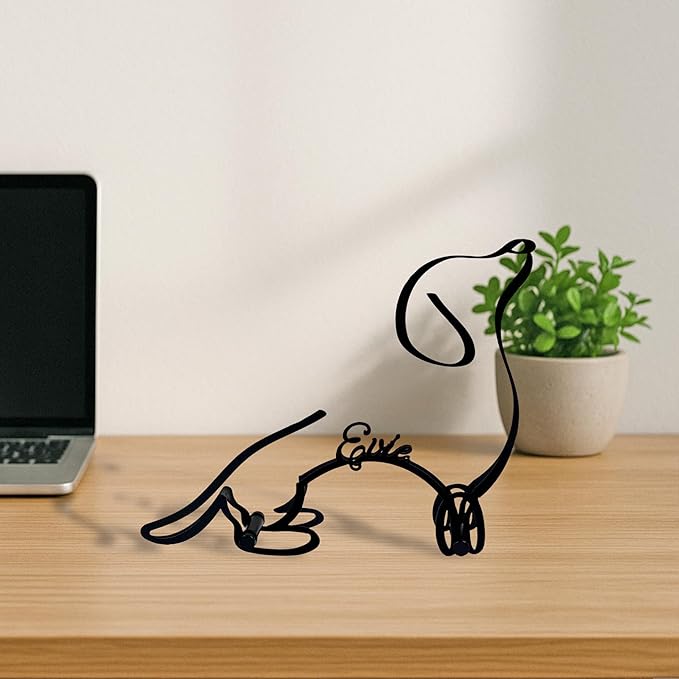 Personalized Devon Rex Cat Minimalist Sculpture, Custom Cats Name Metal Desk Decor, Decorative Home Aesthetic Table Sign Gifts For Officer, Friends, Animal Lover, Kids, Mom, Dad (Dachshund)
