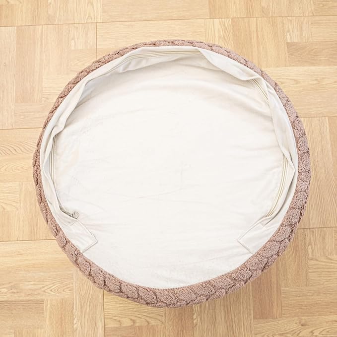 Round Pouf Ottoman 20 x 20 x 14 Inches Boho Poof Home Decor Floor Pouffe Ottoman Foot Rest for Couch Sofa Bean Bag Chairs Living Room Bedroom (Tan)
