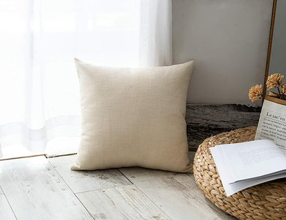 Stellhome Pack of 2 Burlap Throw Pillow Covers Farmhouse Linen Cushion Covers Pillowcase, Home Decor Decorations for Sofa Couch Bed Chair 22x22 Inch/55x55 cm, Cream