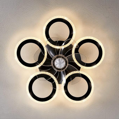 Ceiling Fan with Lights Remote Control, 20" Personality Geometric Ceiling Fan with Light, 6 Speeds 3 Light Color Low Profile Ceiling Fan for Kitchen Bedroom Living Room