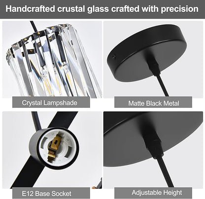 3 Pack Black Pendant Lights Kitchen Island, Kitchen Island Dining Room Light Pendant Lighting Fixtures High end Crystal Chandelier Over Island Table Modern Hanging Light for Bar Dining Room