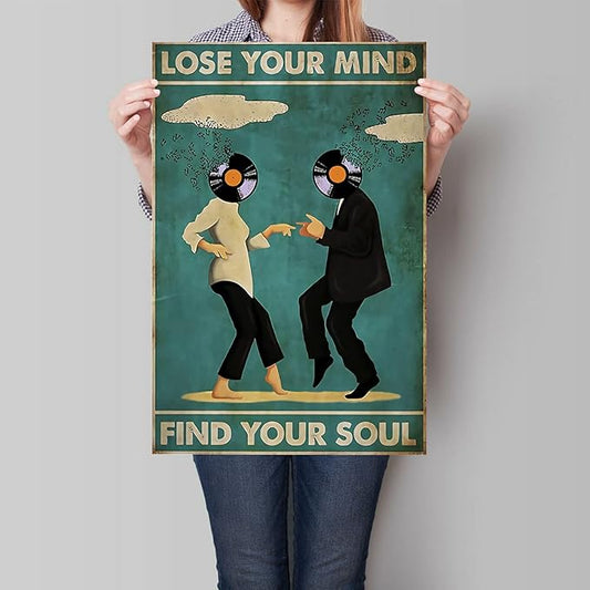 YuzhongART Vintage Classic Movie Fiction posters for room aesthetic Spiritual Quotes Lose Your Mind Find Your Soul Canvas Wall Art Cool Music Dance Wall Decor Painting for Bedroom 24x36in Unframed