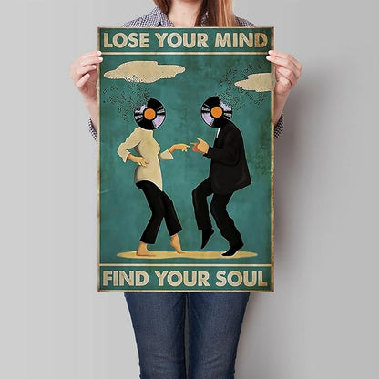Vintage Classic Movie posters for room aesthetic Spiritual Quotes Lose Your Mind Find Your Soul Canvas Wall Art Cool Music Dance Wall Decor Painting for Bedroom 12x16in Unframed
