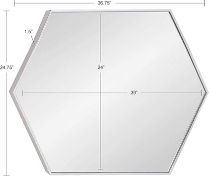 Kate and Laurel Rhodes Modern Hexagon Wall Mirror, 24.75 x 36.75, Silver, Chic Geometric Wall Mirror