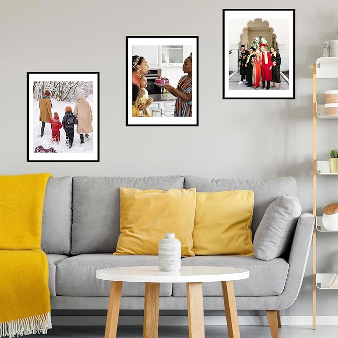 18x24 Picture Frame Set of 2 with 16x20 Mat, Display Photo 16x20 with Mat or 18 x 24 Without Mat, Wall Hanging Large 18 by 24 Poster Frame with Plexiglass, 2 Pack, Black