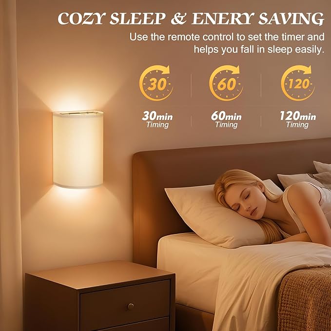 OCATO Battery Operated Wall Sconce: Wireless Wall Sconces Set of Two Battery Operated Magnetic Lamp Rechargeable Lights Dimmable with 16 RGB Colors with Remote Walls Decor for Bedroom Living Room