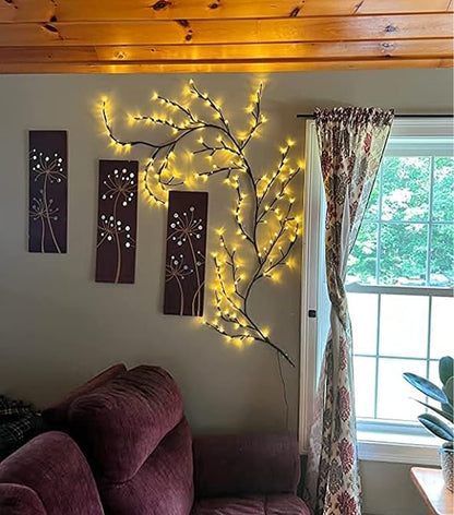 Vines for Home Decor with Remote Control On/Off Timmer Dim,7.5Ft Christmas Decorations Artificial Tree Branches with 144 LEDs Enchanted Willow Vine for Indoor Walls Bedroom Décor(1PCS)