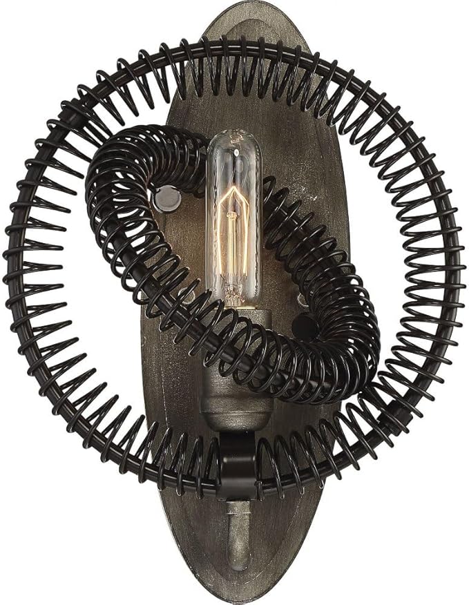 Eurofase 31385-015 Orbita Vintage Bronze Coiled Rings Wall Sconce, 1 Edison Light Bulb, 13.75 inch High - Model 31385-015Vintage Bronze