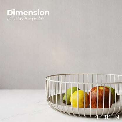 Wire FruitBowls -Stylish Metal Wire FruitBasket for Kitchens -Decorative Fruit and Veg Storage Holder - Ideal Kitchen Accessories for Modern Decor -Warm Gray, 1 Unit, H4xL11xW11 IN-Heavy Weight
