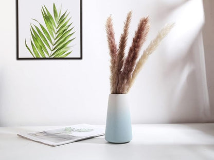 Ceramic Vases, Blue White vase for Home Decor, Minimalist Vase, Modern Home Decor, Dried Flower Vase, Shelf Decor Bathroom, Kitchen, Living Room Centerpieces. (White Cyan)
