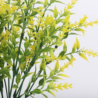 RECUTMS 20 Bundles Outdoor Artificial Flower UV Resistant Fake Stems Plants, Faux Plastic Greenery for Indoor Outside Hanging Plants Garden Porch Window Box Home Wedding Farmhouse Décor(Yellow)