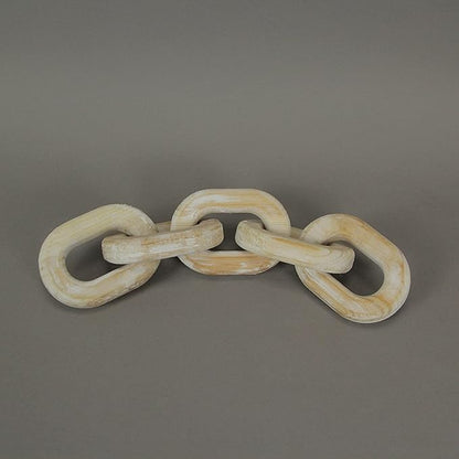 13 Inch Wood Chain Link Home Decor Sculpture Decorative Rustic Farmhouse Accent