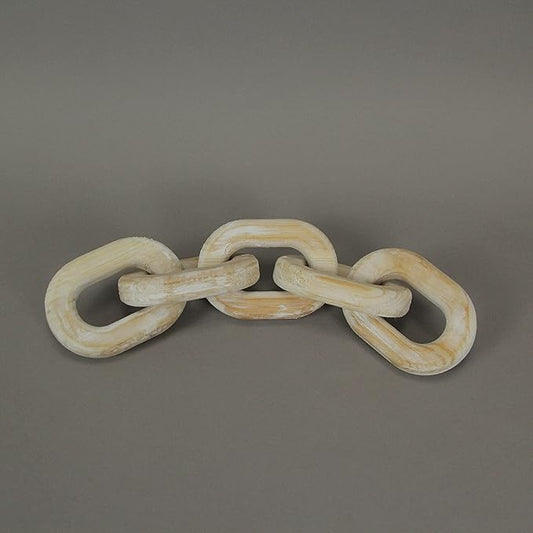 13 Inch Wood Chain Link Home Decor Sculpture Decorative Rustic Farmhouse Accent