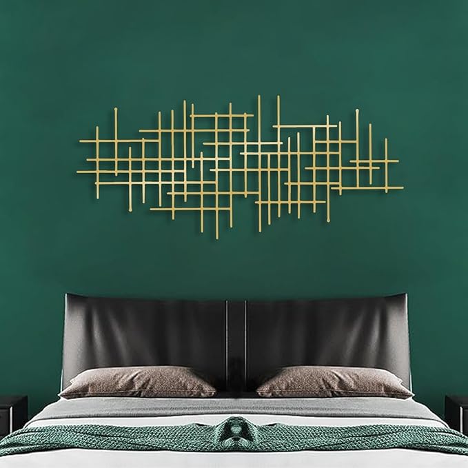 Metal Geometric Line Wall Art, Modern Minimalist Abstract Metal Line Art Wall Decor for Living Room Bedroom Office Kitchen Dining Room (Black, 59 x 26 in | 150 x 66cm)