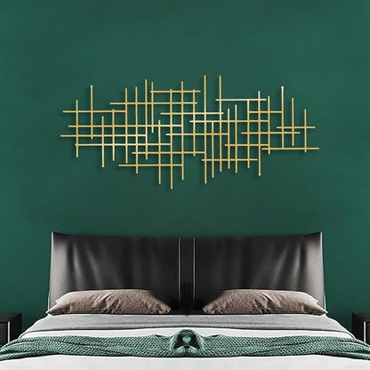 Metal Geometric Line Wall Art, Modern Minimalist Abstract Metal Line Art Wall Decor for Living Room Bedroom Office Kitchen Dining Room (White, 35 x 16 in | 90 x 40cm)