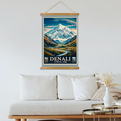 ABoby Vintage Denali National Park Posters - Travel Posters Wall Art - Retro Style Wall Decor with Wood Frames - Ready to Hang