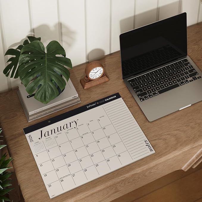 Jotsome Desk Calendar 2026-2027, 18-Month Calendar 17"x12" from January 2026 to June 2027, Desktop Calendar with Large Day Block, for Home, Office, Minimalist