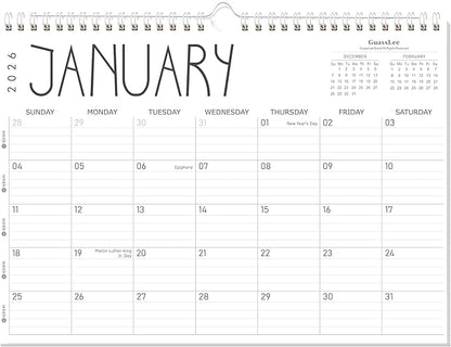 GuassLee Wall Calendar 2026 12 Months Planner Through Jan. 2026 to Dec 2026 17" X 12" Paper Monthly Planner Wall Hanging Calendar with Thick Paper for Easy Organizing