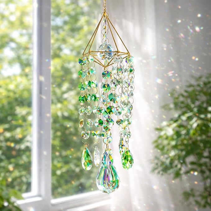 Sun Catcher Crystals for Window Hanging, Rainbow Prism Sun Catcher with Crystal Prisms, Hanging Crystal Suncatchers Indoor Window Decor, Window Suncatcher Light Catcher