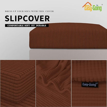 Easy-Going Stretch Loveseat Cushion Cover Sofa Cushion Furniture Protector Sofa Seat Sofa Slipcover Sofa Cover Soft Flexibility with Elastic Bottom(Loveseat Cushion, Coffee)