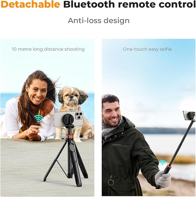 K&F Concept 63'' Magnetic Selfie Stick Tripod, Lightweight Cellphone Stand with Wireless Remote, Compatible with iPhone 17 Pro Max/16/15/14/13/12 Series and All Phones