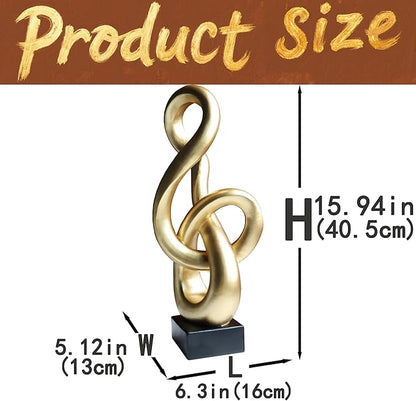 16" Modern Abstract Ribbon Decorative Sculpture, Knot Sculptures,Home Decor,Coffee Table Statues,Dining Living Room Desk Decor,Golden