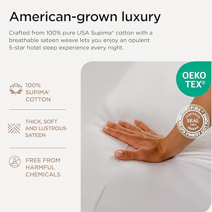 Threadmill Certified 100% American Supima Luxury Cotton Sheets California-King Sheets,1000 Thread Count Sateen Weave, 4 Pc Luxury Bed Sheets Set, Hotel White Sheet with Elasticized Deep Pocket