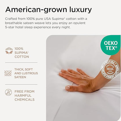 Threadmill Certified 100% American Supima Luxury Cotton Sheets California-King Sheets,1000 Thread Count Sateen Weave, 4 Pc Luxury Bed Sheets Set, Hotel White Sheet with Elasticized Deep Pocket
