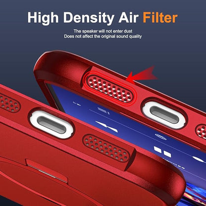 Compatible with iPhone 16 Case with Invisible Magnetic O-Ring Stand Military-Grade Case for iPhone 16 6.1" [Compatible with Mag-Safe][Great Grip Feeling], Red