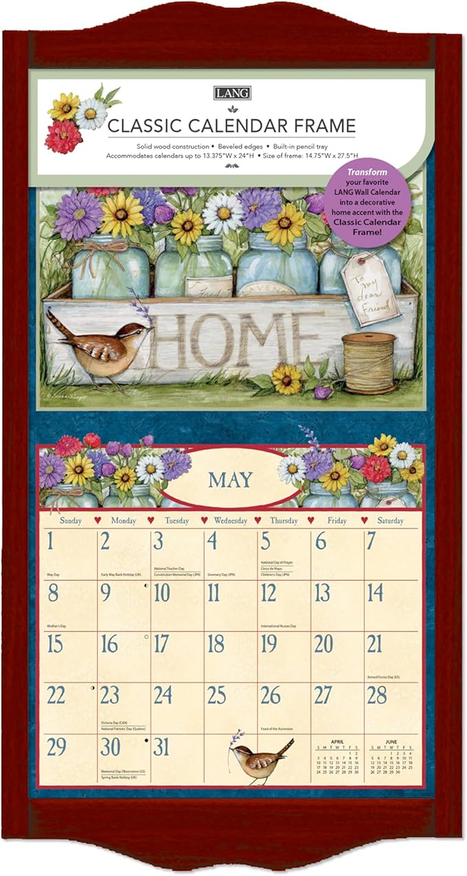 Lang, Classic Wall Calendar Frame - Vintage Red