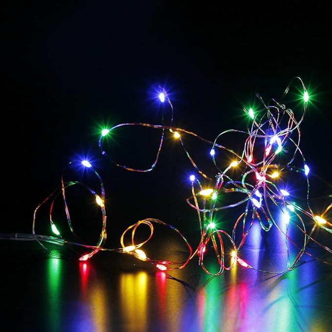 CYLAPEX 6 Pack Multicolor Fairy Lights String Battery Operated Fairy Lights Firefly Lights LED Starry String Lights 7ft 20 LEDs Silvery Copper Wire for Christmas DIY Decoration Costume Wedding Party