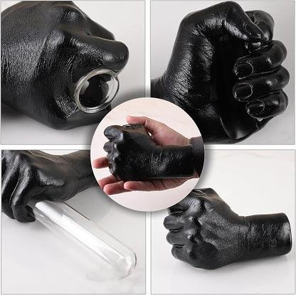 Black Hand Vase Wall Decor - Funky Art, Hand Sculpture Planter, Esculturas de Pared, Macetas para Pared, Flower Tubes, Test Tubes for Plants, Gothic Bedroom Wall Art, Mounted Vase Hanging Decor