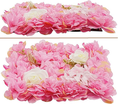 12Pcs Artificial Flower Wall Panel 3D Floral Backdrop Walls15 X 15" Flower Wall Decor Panel Flower Backdrop for Party Home Background Decor, Pink