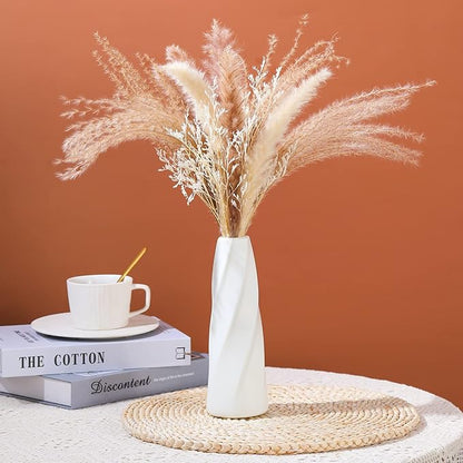 10 Pack Composite Plastic Flower Vases Bulk White Small Boho Floral Vases for Dried Flower Bouquet Pampas Grass Centerpieces Fall Wedding Party Living Room Decor(Retro)