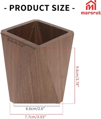 Geometric Pencil Holder, Wooden Pen Holder, Wood Cute Prismatic Storage Pot Cup Organizer Stand, Black Walnut, Multi-functional Accessories for Desktop, Office, School Supplies, Makeup Brushes, Home