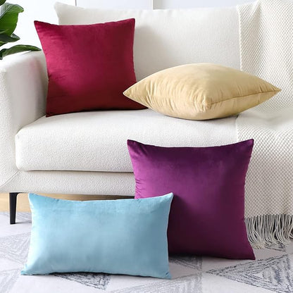 Artscope Luxury Velvet Pillow Covers Super Soft Decorative Rectangle Throw Pillow Covers Case Cushion Covers for Sofa Couch Bedroom Car Decor 16x24 Inch Light Blue