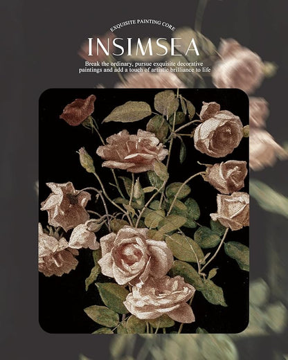 InSimSea Gold Framed Canvas Wall Art Room Decor Pink Flower Oil Painting Canvas Prints Bedroom Bathroom Floral Wall Decor Kitchen Office Home Decor 13x16in