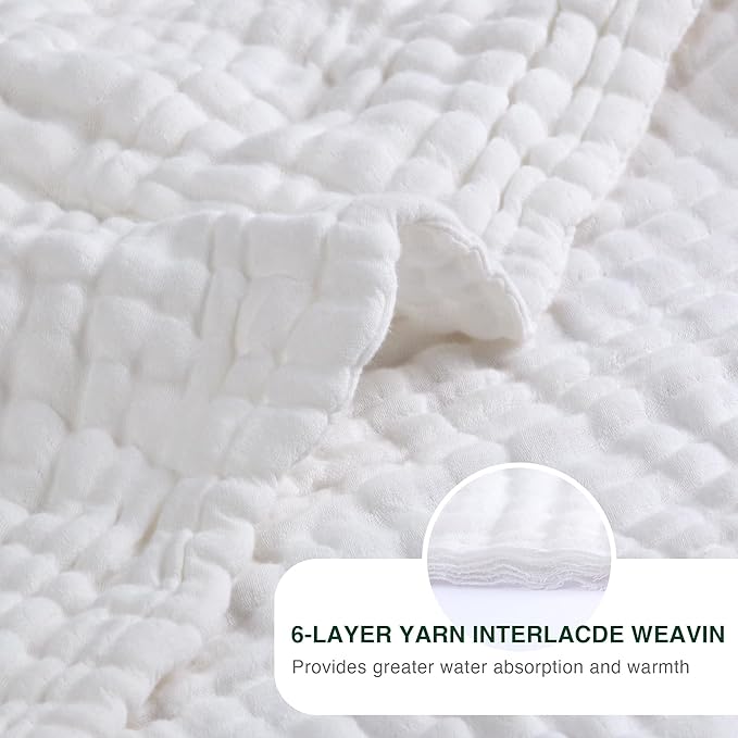 Love's cabin 6 Layer 100% Cotton Muslin Blanket, 50"x60" Throw Muslin Blanket for Couch Bed, White Muslin Throw Blanket, Lightweight and Breathable Cotton Gauze for Adult