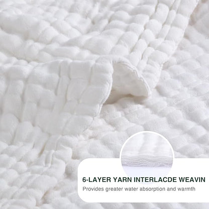 Love's cabin 6 Layer 100% Cotton Muslin Blanket, 50"x60" Throw Muslin Blanket for Couch Bed, White Muslin Throw Blanket, Lightweight and Breathable Cotton Gauze for Adult